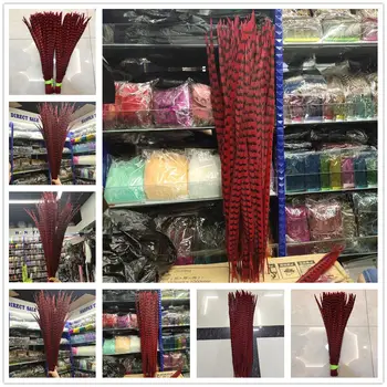 

Wholesale 50/100pcs Red Copper Tail Chicken Feathers 16-60inches/40-150 cm Stage Performances Craft Making Decoration