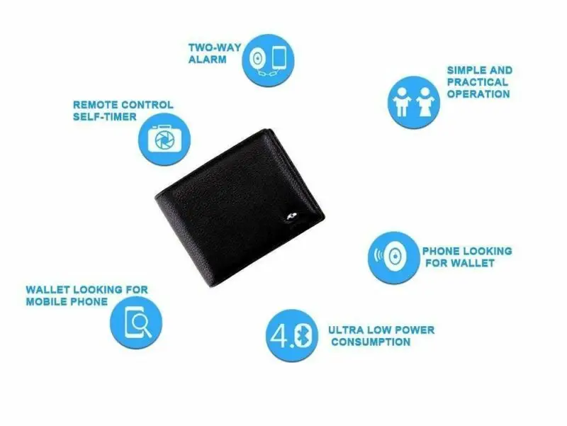 Мужской смарт-кошелек из натуральной кожи, bluetooth-трекер, защита от потери/кражи, Модный повседневный Многофункциональный Безопасный деловой кошелек