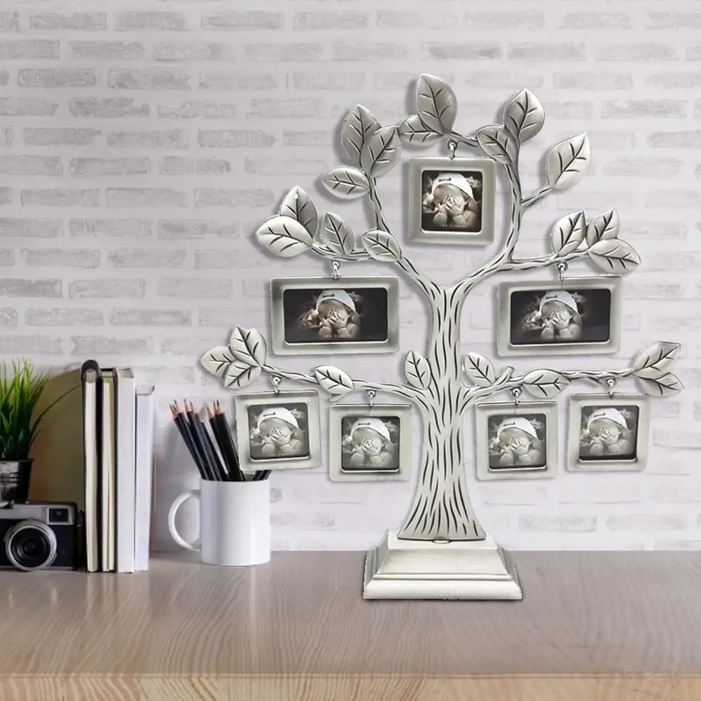 Diy семейная фоторамка Дерево с 7 висячими рамки для фотографий домашний стол спальня гостиная украшение дерево из сплава цинка