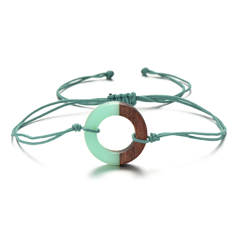 

Punk Style Wooden Round Charm Bracelets Women Men Gifts Trendy Multicolor Rope Fashion Braided Couple Bracelet Hot Sale