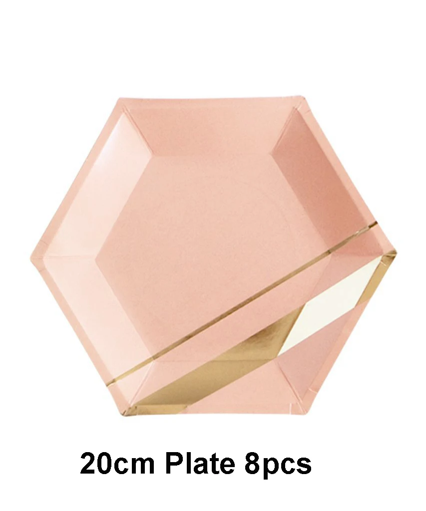 7inch plate 8pcs Вечерние золотые блокирующие одноразовые посуда бумажные тарелки соломки для дней рождения вечерние свадебные декорации Карнавальная посуда детские душевые принадлежности - Цвет: 7inch plate 8pcs