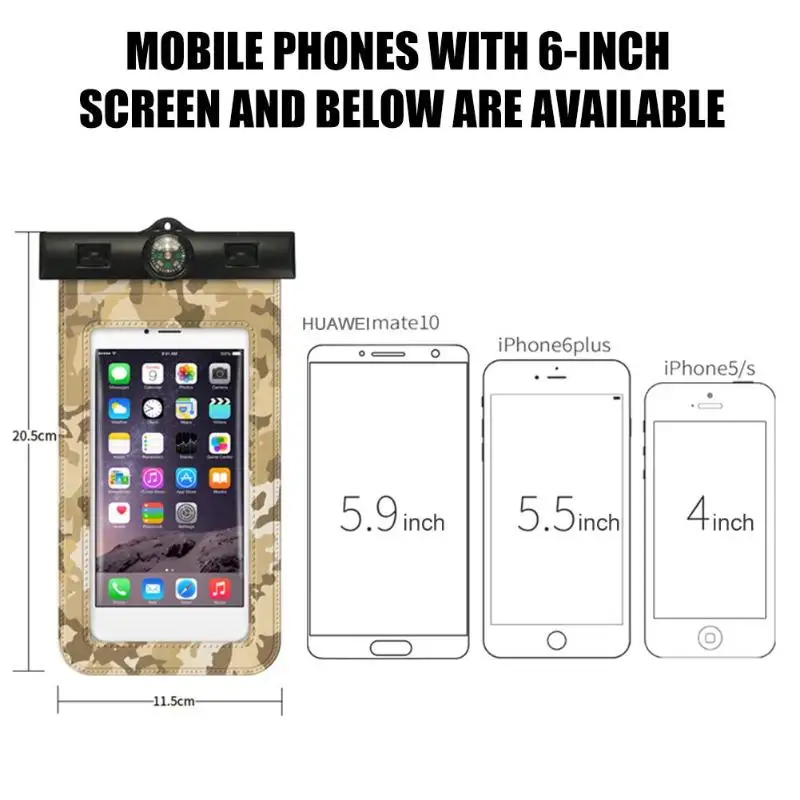 Плавательные водонепроницаемые сумки для телефона Camo Clear Smart touch screen чехол для сотового телефона дизайн сенсорное управление более удобный - Цвет: F