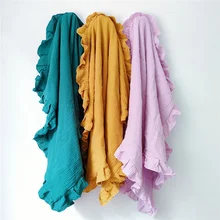 

Newborn Muslin Cotton Muslin Swaddle Baby Fashion Ruffle Swaddle Wrap Blanket Stuff Cute Print Bebe Stuff Pielucha Bambusowa