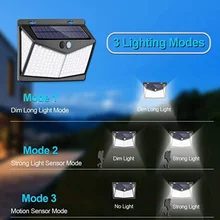 Светодиодный Солнечный движения Сенсор, настенный светильник, светодиодный уличный настенный светильник Водонепроницаемый сад лампа уличного освещения на солнечной энергии