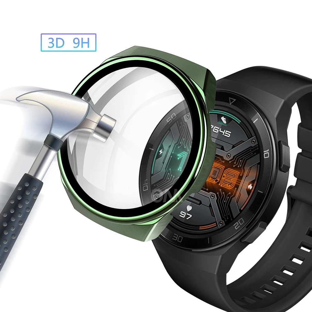 Case for Huawei Watch GT 2E GT2E GT2 GT 2 42mm 46mm Full Coverage Bumper Case Cover with Tempered Glass Screen Protector