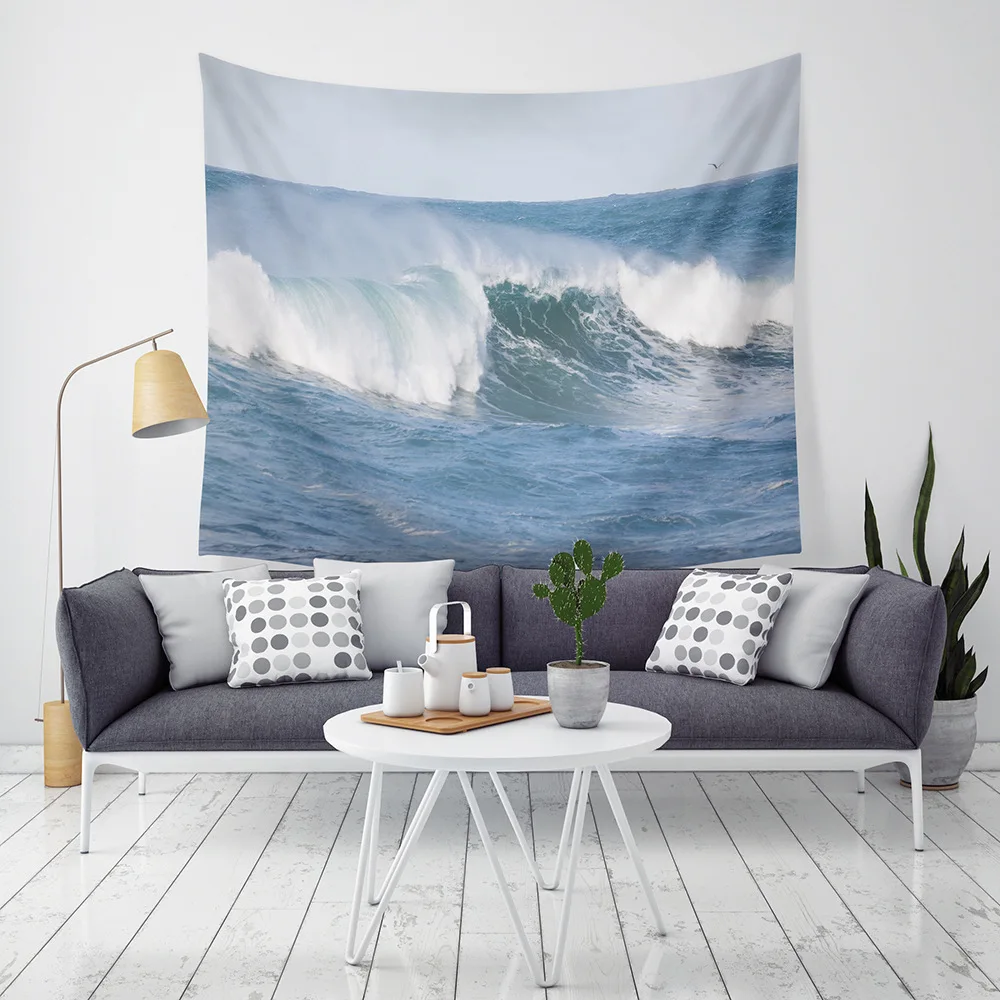 

Yaapeet 1pc Waves Printed Wall Tapestry Polyester Ocean Printed Wall Hanging Brief Sea View Dorm Room Decor Tropical Tapestry