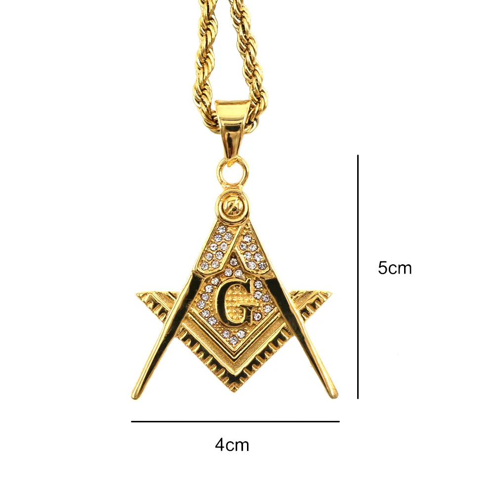 Necklace Men Freemasonry Necklace Gold color Necklace Religious pendant