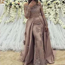 Розовые кружевные вечерние платья с длинным рукавом, вечерние платья с открытыми плечами, вечерние платья знаменитостей, атласные длинные вечерние платья