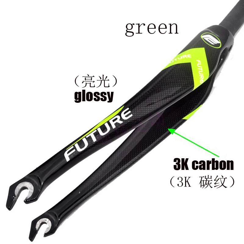 green glossy Велосипед Полный Карбоновая вилка дорожный велосипед 3K полный углеродного волокна передние вилки велосипедные части для C тормоза красный синий зеленый глянцевый - Цвет: green glossy
