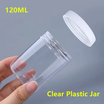 

4oz Empty Clear Plastic Storage Jars Wide-Mouth Sample Containers 120ML Round Cosmetic Travel Pot 2PCS