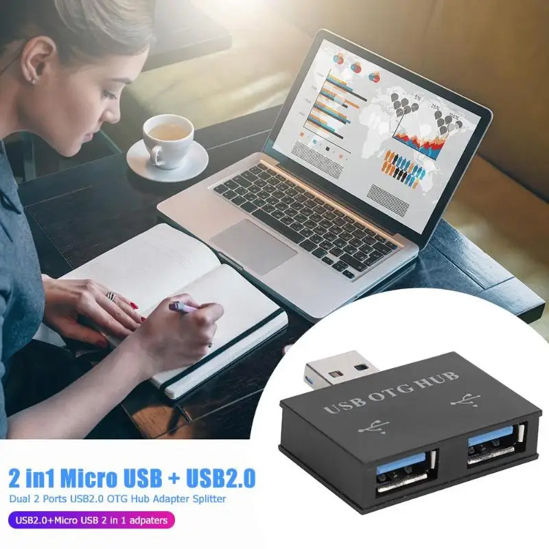 USB2.0 2 Порты и разъёмы док-станция USB Зарядное устройство 2 в 1 OTG ноутбук порт зарядки Micro USB адаптер Соединительный Мышь клавиатура и Другое устройств