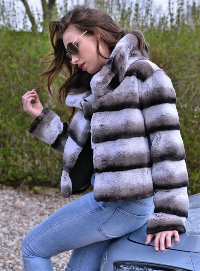 Татьяна Furclub Новый Для женщин На зимнем меху куртка натуральным кролика рекс шуба короткая Тонкий и пиджаки Мода Повседневное парка пальто