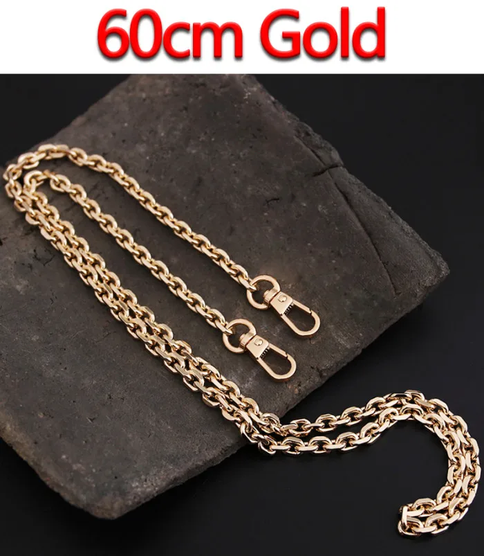 60cm Gold Светло 7 мм золото, пистолет черный, серебряный сменный кошелек цепь наплечный ремень через плечо для небольшой сумки, клатч Сумки DIY O цепи - Цвет: 60cm Gold