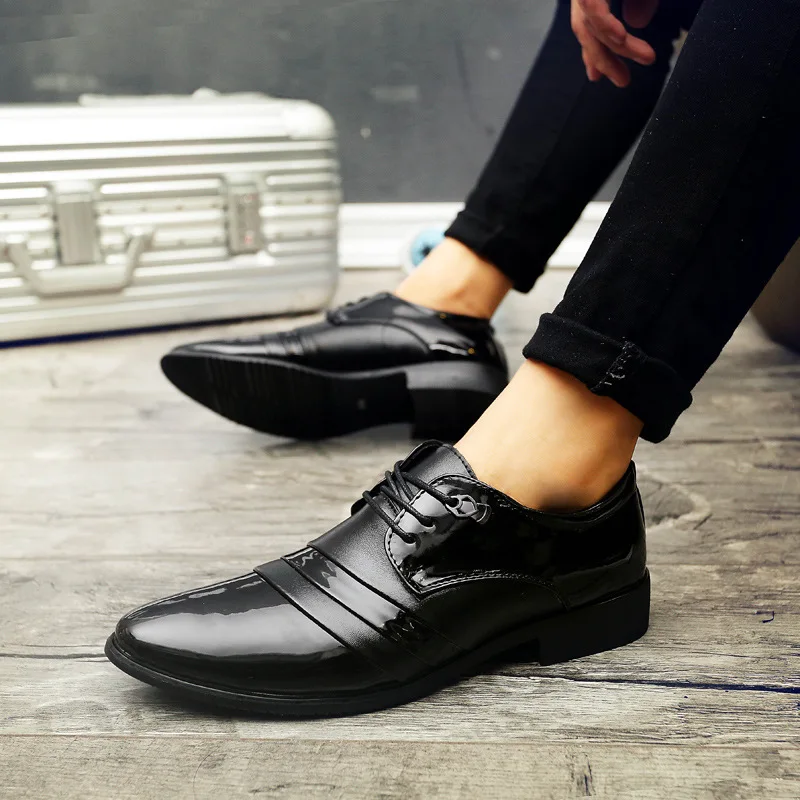 Spring Summer Men Formal Wear Business Small Leather Shoes England Black Tip Korean-style Bandage Cloth Breathable Comfortable C