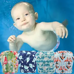 Ohbabyka младенца Плавание пеленки унисекс Плавание ming брюки Фламинго малыша Купальные Подгузники Регулируемый Лето Плавание одежда для