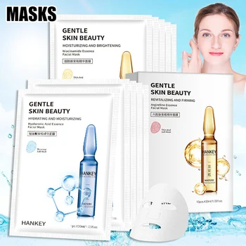 

Who 10Pcs/set Hexapeptide Essence Mask Moisturizing Whitening Anti-Wrinkle Hyaluronic Acid Mask Niacinamide Ampoule Mask M3