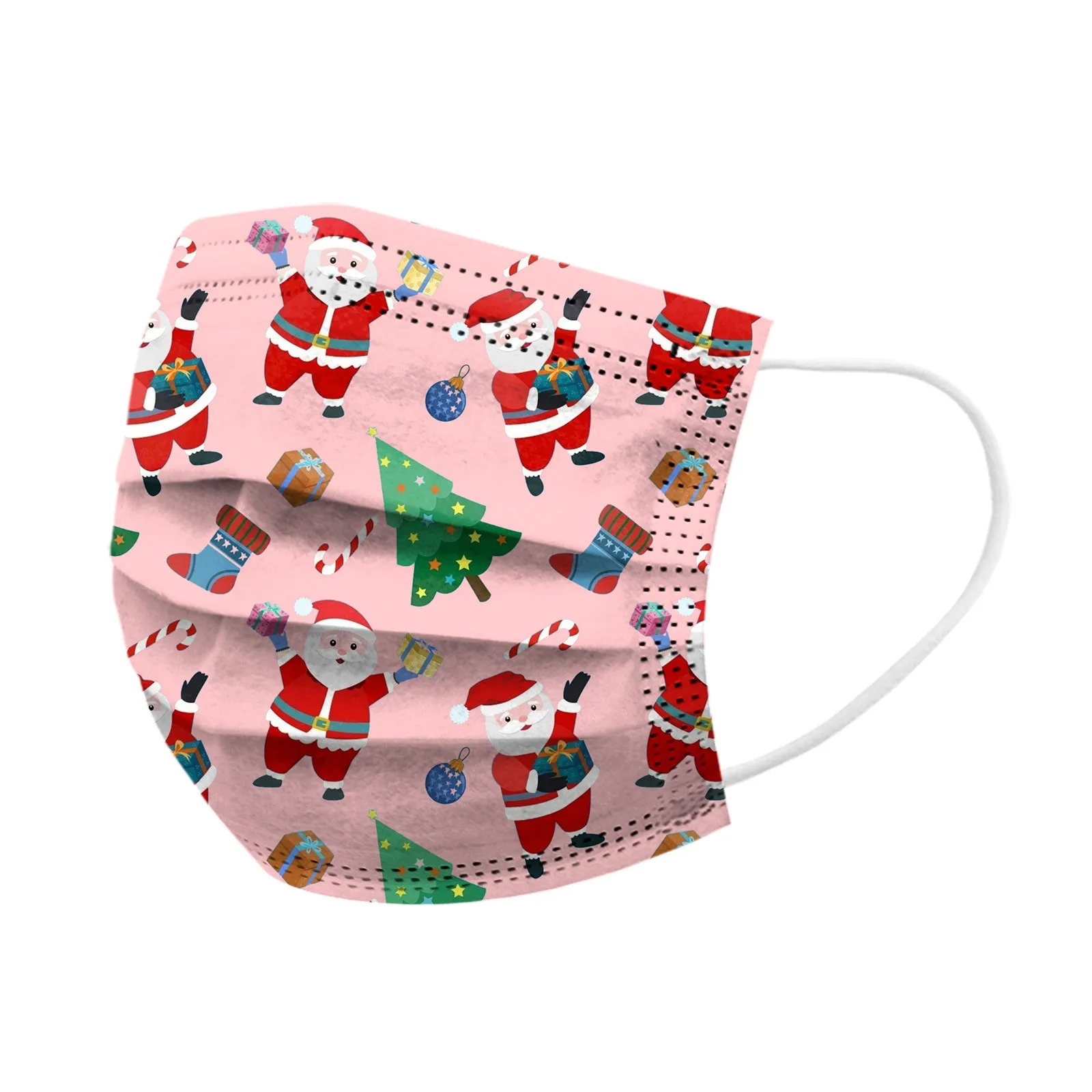 10pcs Christmas Masks High Quality Cubrebocas Adult Christmas Print Disposable Mask Industrial 3-layer Mask Unisex 10 Pieces 5