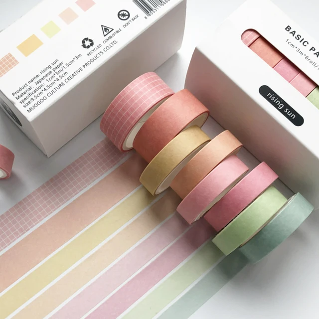 JIANWU 8pcs/set Retro Solid Color Basic Decoration Washi Tape Set DIY Scrapbook Cute Sticker Kawaii Masking Tape School Supplies rising run