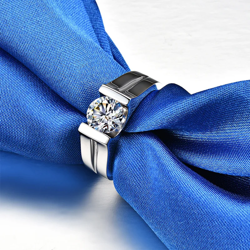 1ct карат SONA CZ обручальные кольца мужские высококачественные круглые S925 серебряные обручальные кольца мужские модные ювелирные изделия