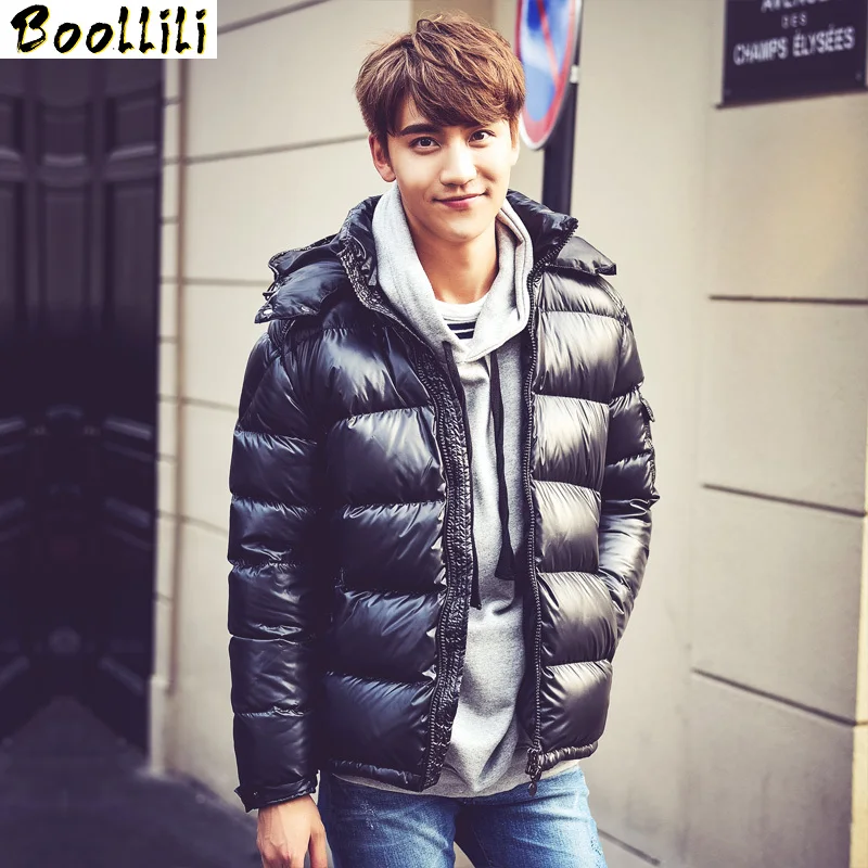 

Мужской пуховик 90% Boollili на белом утином пуху, зимняя куртка с капюшоном для мужчин, толстый короткий пуховик, Мужская парка, Casaco Masculino