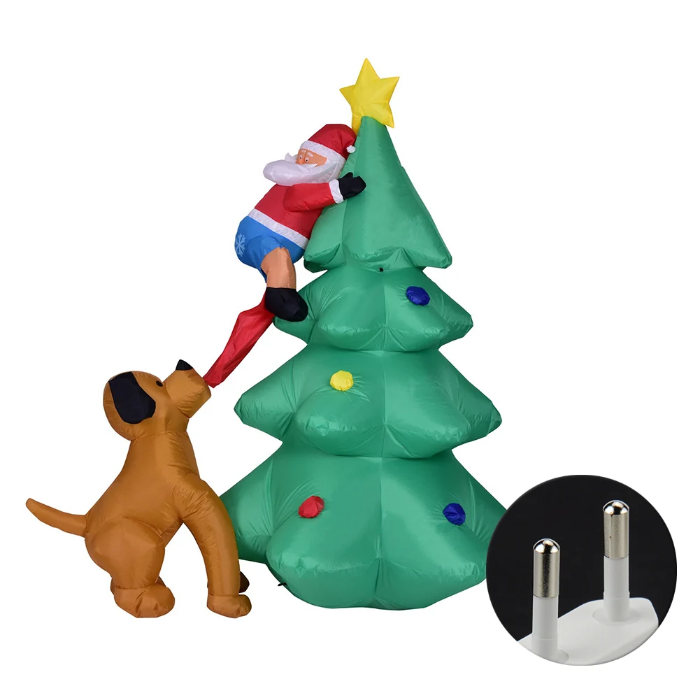 

Climbing Tree Large Cartoon Ornament Home Decor Dog Bit Christmas Light Inflatable Model Festival Led Santa Claus Night Garden