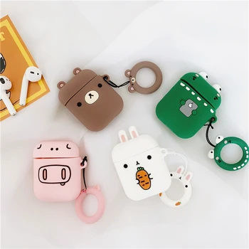 

Wireless bluetooth headset Cover Cute Animal Pig Cony Brown Bear leonard Earphone Cases For Apple Airpods For Air pods 2 Fundas