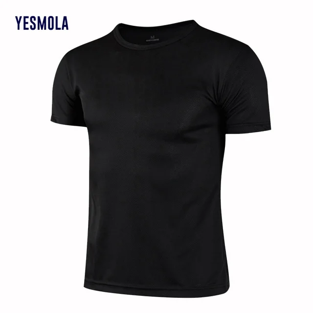 YESMOLA Quick Dry Shirt for Men 2021 Summer Gym Fitnesssoild Leisure Sportwear Trainer Breathable Running Tshirt Men T-shirt 3
