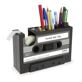 

Cassette Tape Dispenser Pen Holder Vase Pencil Pot Stationery Desk Tidy Container Office Stationery Supplier Gift(black)