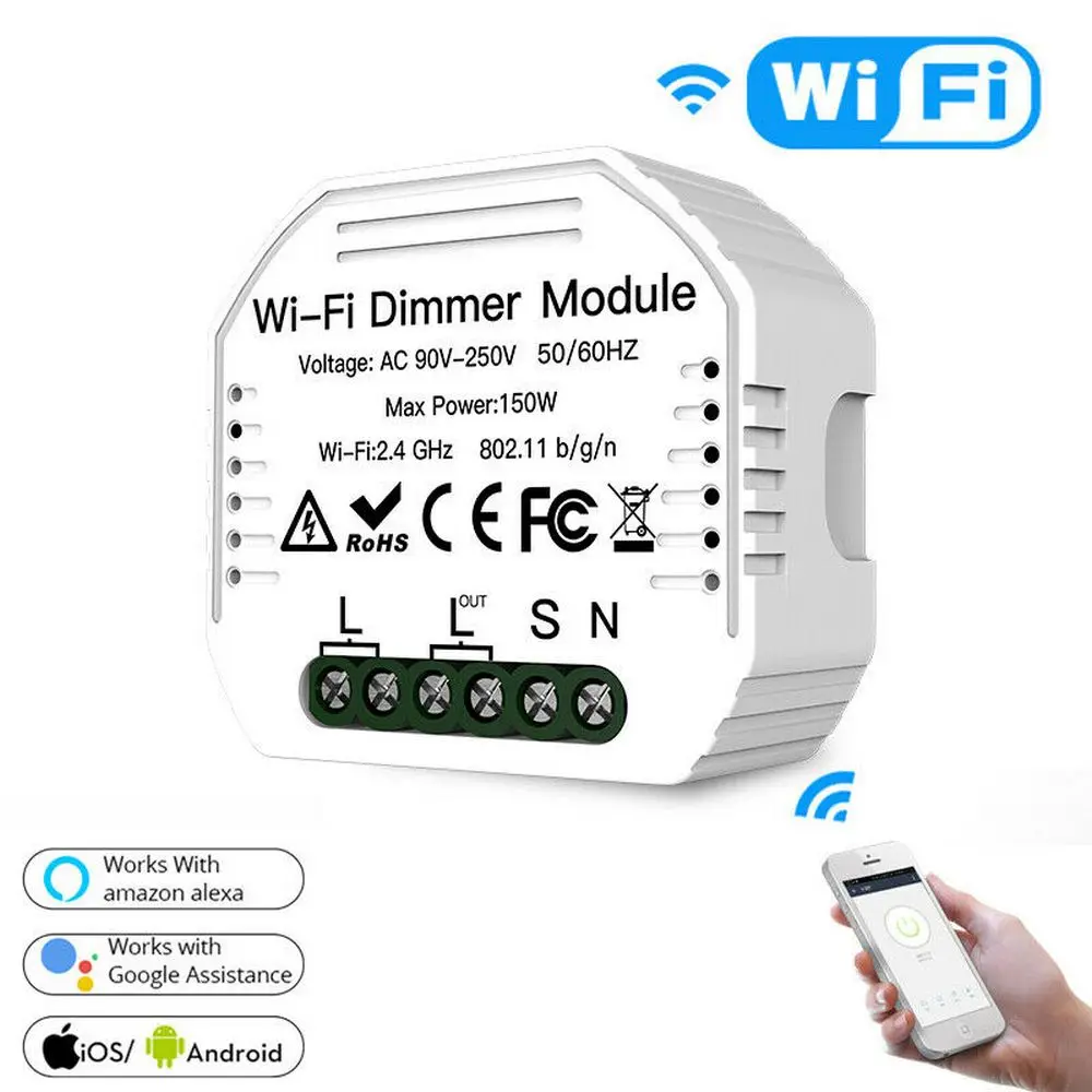 

DIY Smart WiFi Light LED Dimmer Switch Smart Life Tuya APP Remote Control 1/2 Way Switch Works For Home