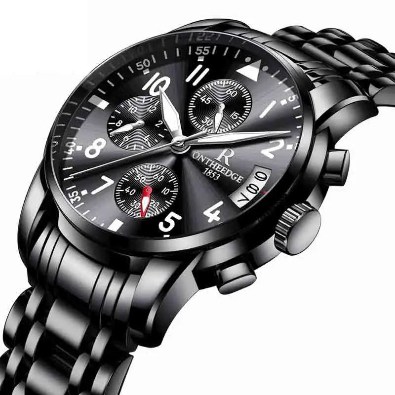 

Luxury Business Men Quartz Watch Steel Shell Calendar Luminous Round Watches Casual Waterproof Metal Wristwatch