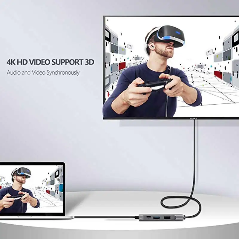 USB C концентратор 3,1 Thunderbolt 3-4 K HDMI адаптер USB-C к многопортовому HDMI 80 Вт USB C PD порт для MacBook/Pro Dell XPS hp Spectre