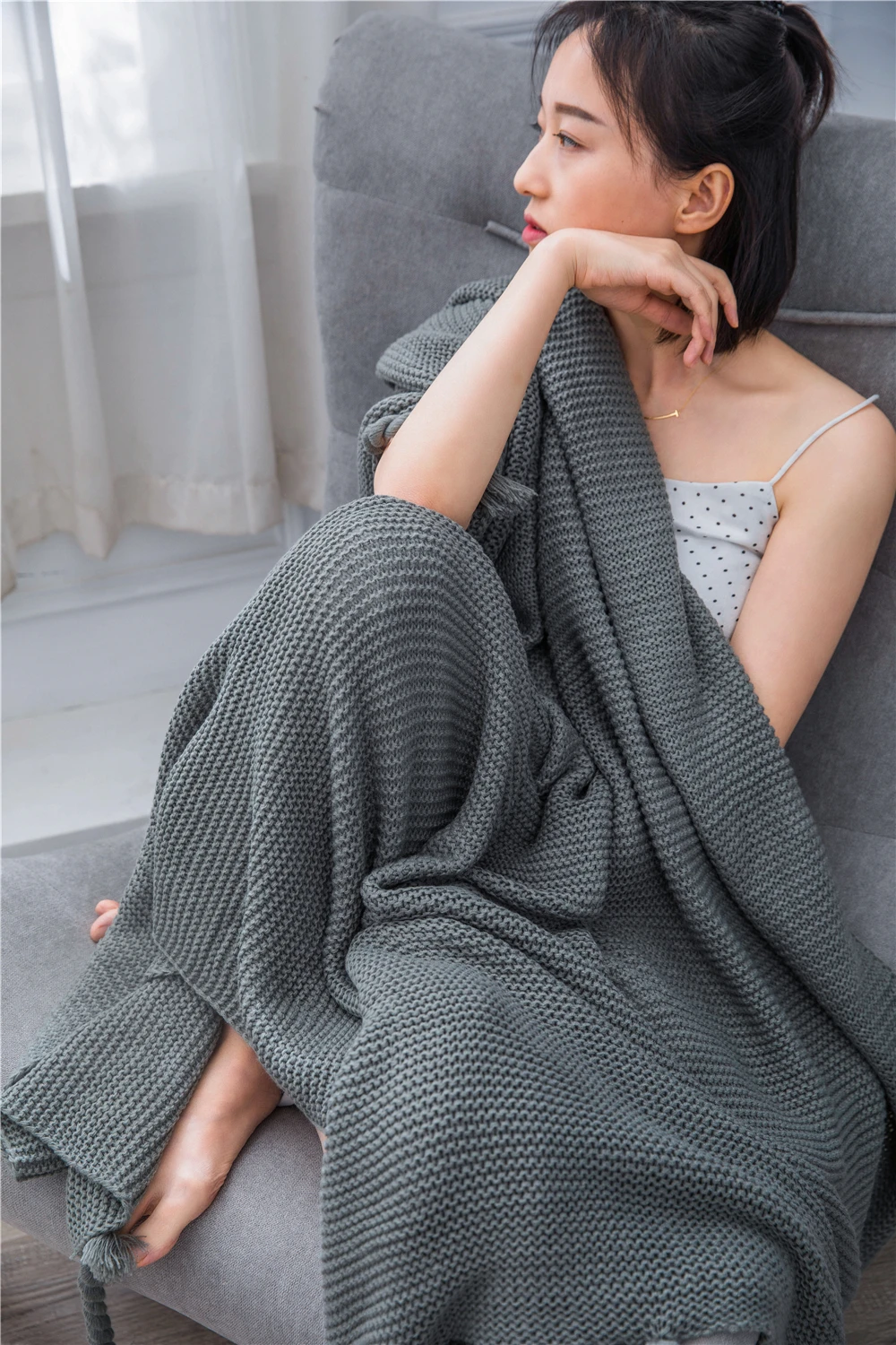 Модное вязаное автомобильное акриловое одеяло для путешествий украшение дивана