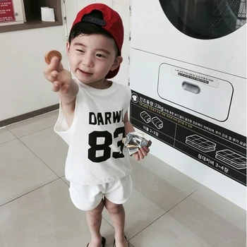 

Elvesnest Toddler Girl Summer Clothes Cartoon Kids Clothes Suit Cotton Sleeveless Vest+Shorts Fashion Children Clothing