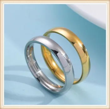 

2020 New External Arc Shiny Side Titanium Steel Couples Stainless Steel Ring High-End for Making