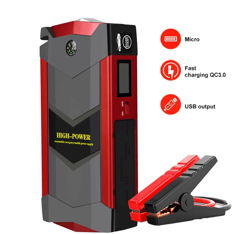 RISE-Mobile power 20000Mah автомобильный стартовый усилитель 4 Usb аварийный поисковый светильник зарядное устройство с американской стандартной вилкой черный и красный пластик Dc