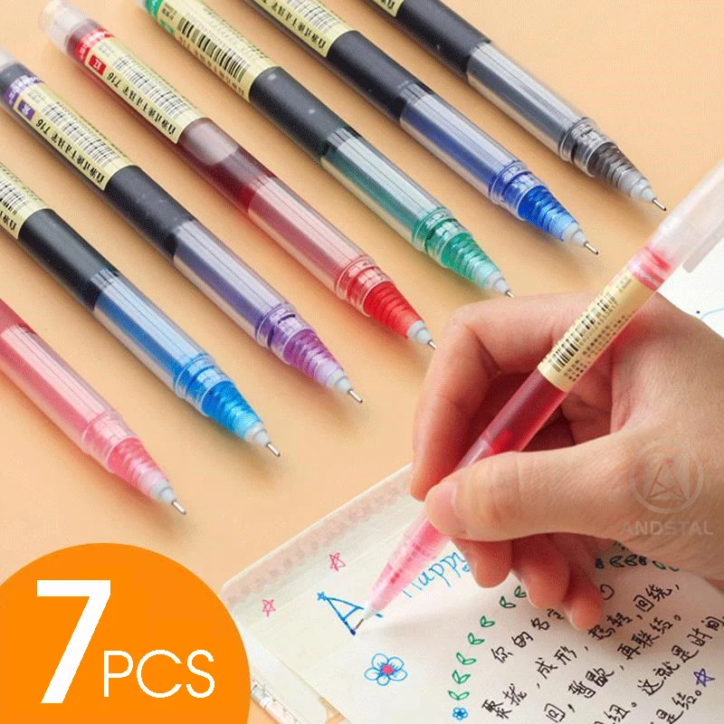 Andstal 6/7pcs set Colorful Liquid Roller Pen 0.5mm Rollerball Precise