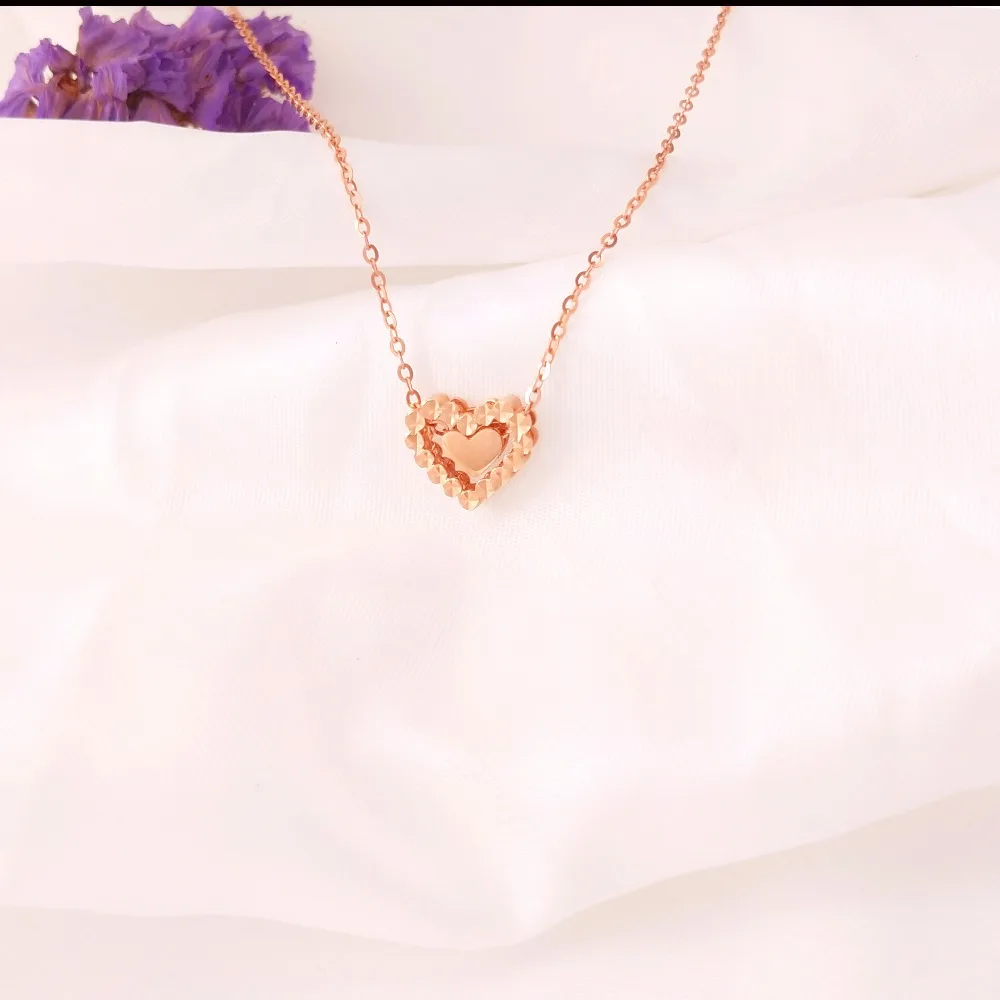 Beflye18k, розовое золото, Двойная Цепочка для любви, au750, чистое золото, классическое О-образное ожерелье+ подвеска, бутик, вечерние ювелирные изделия