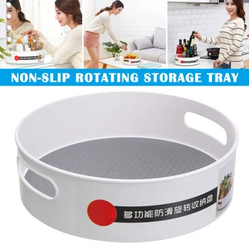 

Multi-fonction Non-Skid 360 Degree Rotating Storage Tray Container Organizer For Home Kitchen Cosmetics