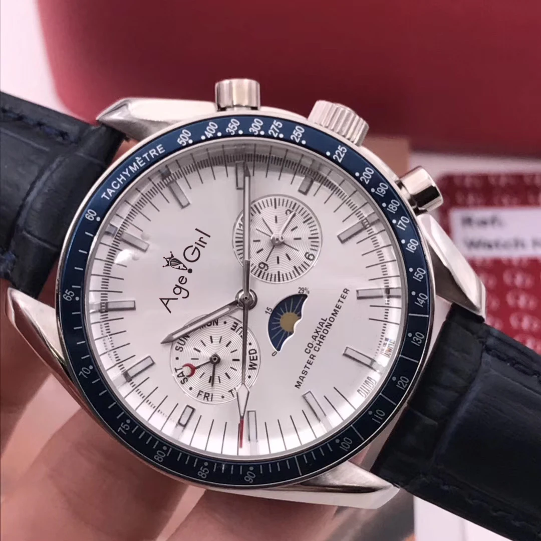 Роскошные брендовые Новые Мужские автоматические механические часы MoonPhase Miyota стальные скоростные черные синие кожаные керамические часы Темная сторона AAA