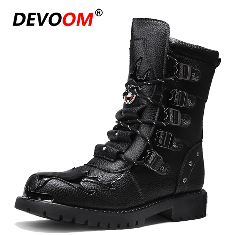 New Outdoor Motorcycle Boots Hiking Climbing Trekking Shoe Men Black Tactical Leather Desert Swat botas tacticas | Спорт и