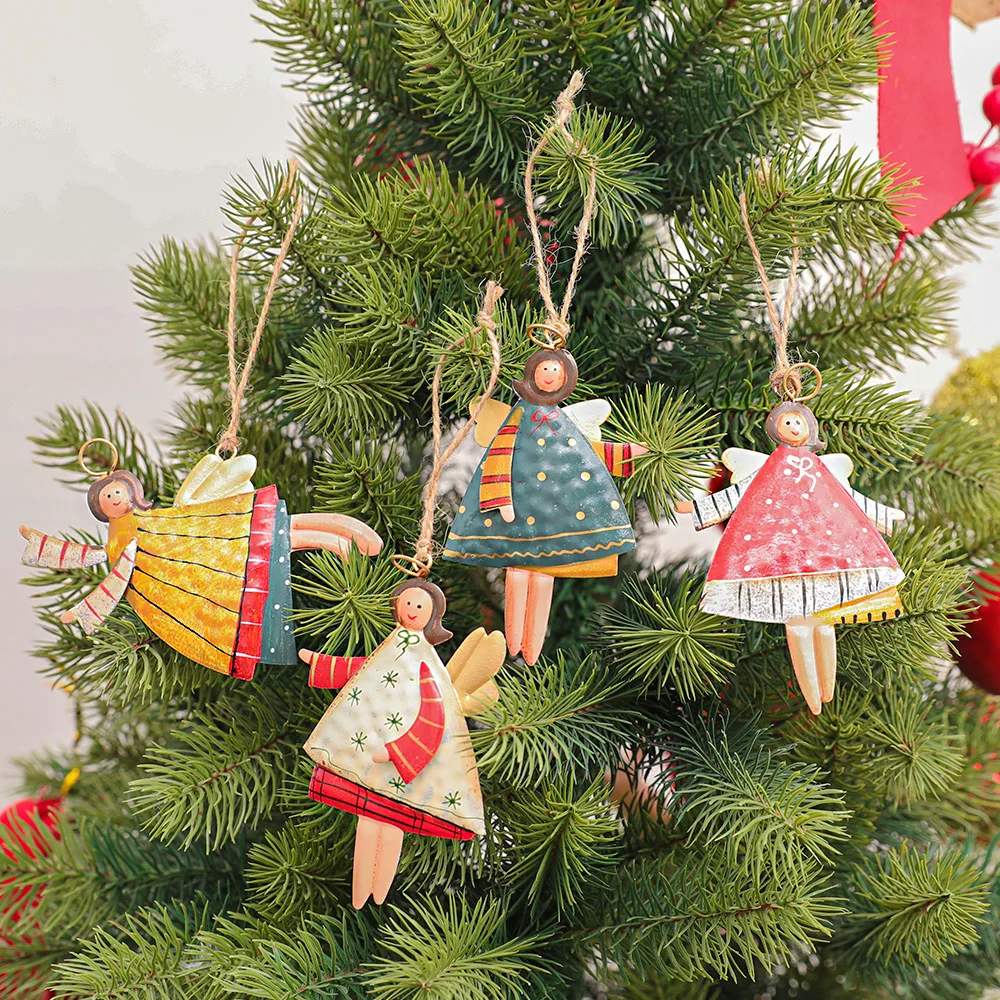 Christmas Decorations for Home Angel New Year 2022 Metal Santa Ornaments Pendants Hanging Navidad Xmas Gifts  Дом и | Pendant  Drop Ornaments -1005002900195082