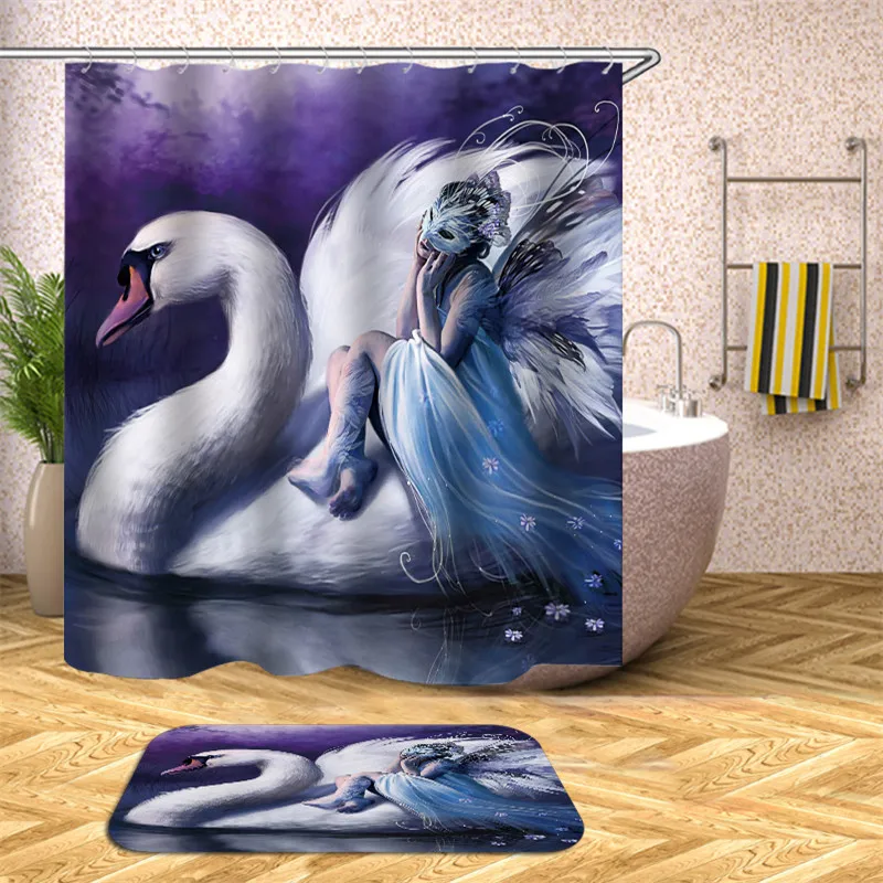 3D занавеска для душа с персонажами из мультфильмов, Полиэстеровая Водонепроницаемая трикотажная занавеска для душа из полиэстера для домашнего декора