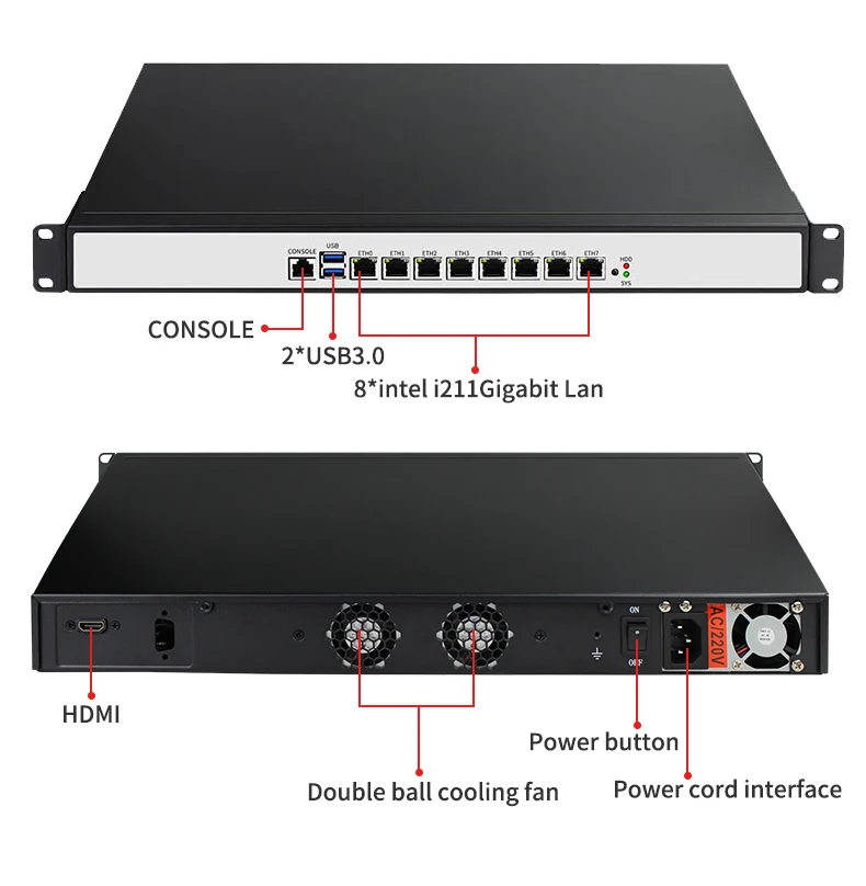 Intel i7-6700 Dual Core 8LAN 2USB 1COM 1U Network Server Firewall Appliance - Pfsense VS OPNSense IPsec OpenVPN Server Description Image.This Product Can Be Found With The Tag Names Barebone Mini PC, Computer Office, Dual core