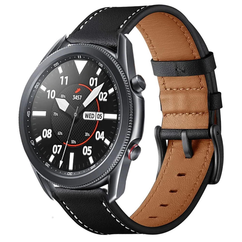 

For samsung galaxy watch 3 band 45mm 41mm galaxy watch 46mm active 2 bands 20mm 22mm Leather Strap for amazfit bip gts correa