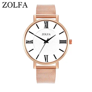 

Women Lady Quartz Movement Wrist Watch Minimalist Round Dial with Mesh Band LL@17