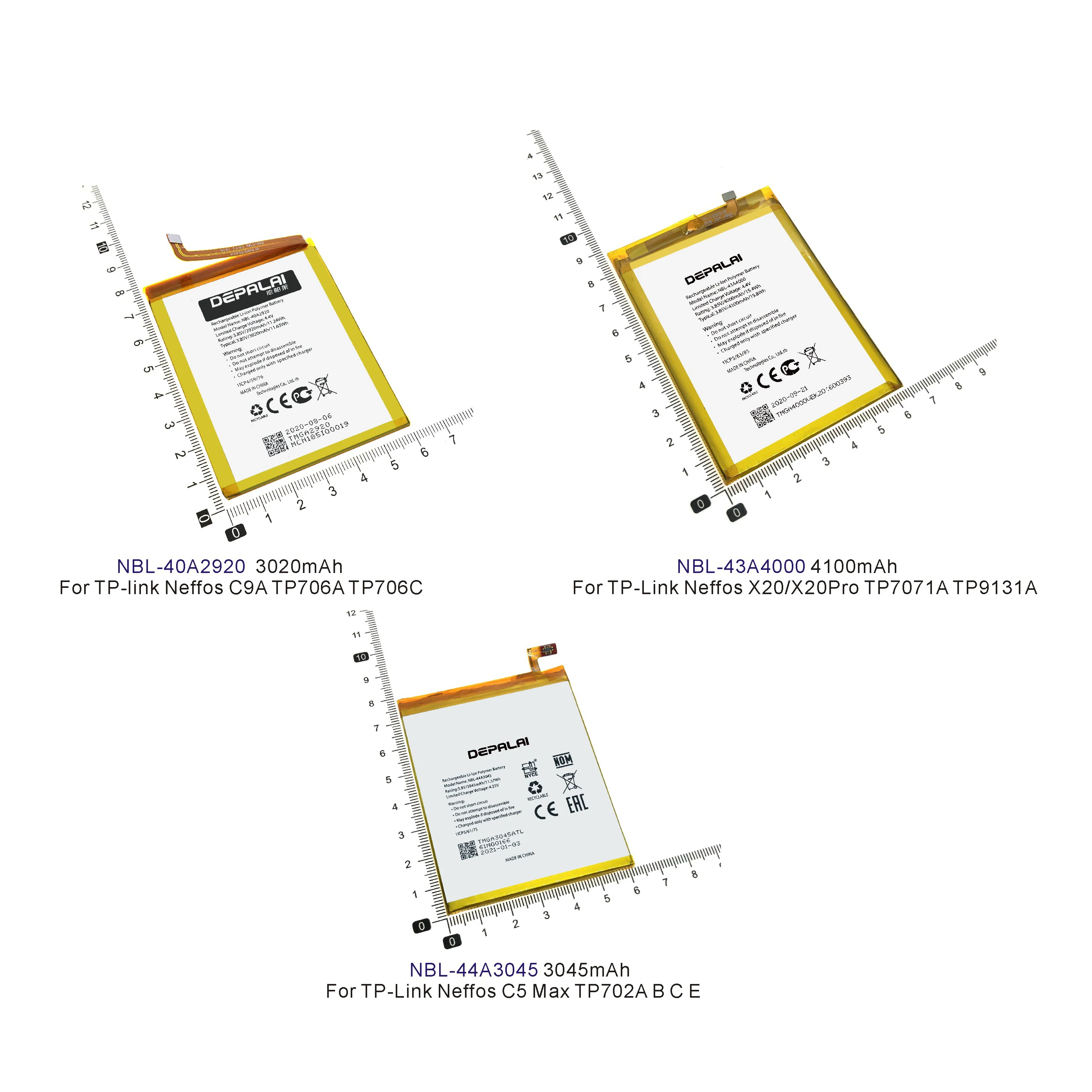 NBL-40A2920 NBL-43A4000 NBL-44A3045 Батарея для TP-link Neffos C9A TP706A X20 X20Pro TP7071A TP9131A C5 Max TP702A B C батареи |