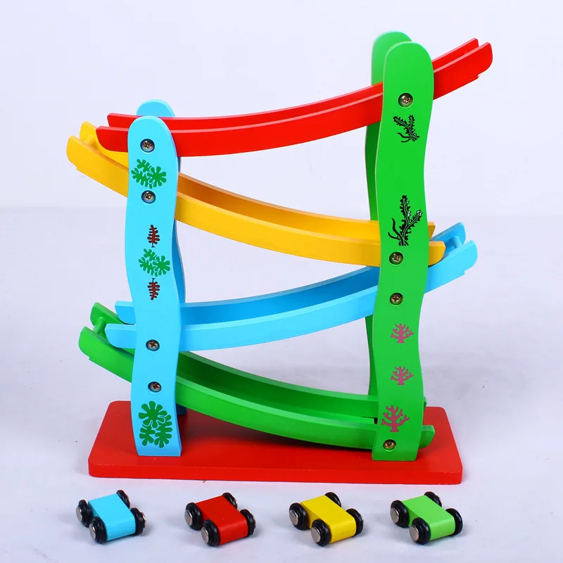 

Early Childhood Sensory Integration Training hua xiang che Camera Track Slide Car Wooden Educational Children Inertia Sliding To