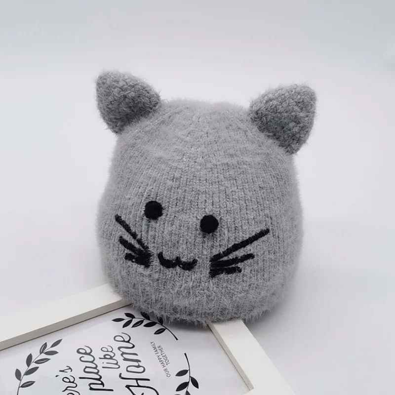 As the picture shows Рубашка с рисунком кота и шапка для новорожденных, для маленьких мальчиков и девочек и красивое теплое зимнее пальто для маленьких детей Шапки шерстяной Хемминг Кепки s Beanie шляпа Кепки аксессуары - Цвет: As the picture shows