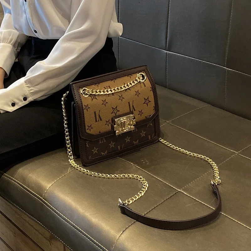 

Women's bags 2020 new fashion all-match chain small square bag leather printed shoulder bag messenger bag European style