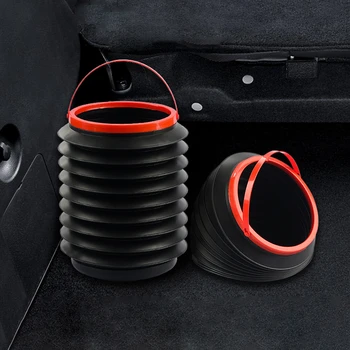 

Car Trash Can Storage Bucket Foldable Garbage Box with Handle/ Lid Household Clean Garbage Box Outdoor Water Umbrella Bucket 1PC